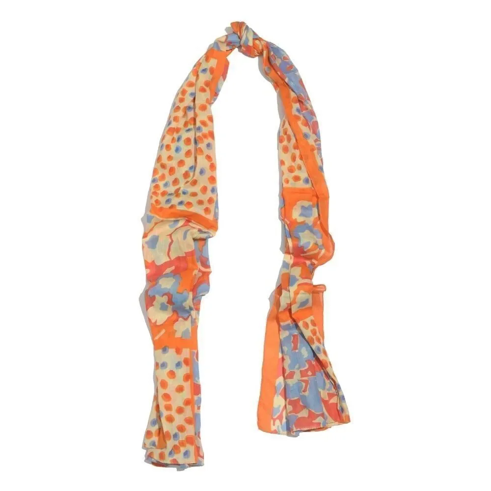 Scarf and Bangles Set Cotton Orange Floral